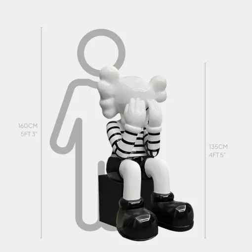 Lucify Hide 135cm Black & White Resin Indoor Sculpture