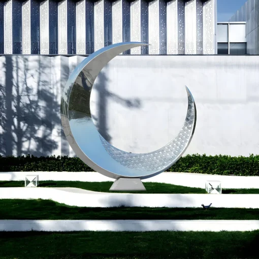 Lunar Orbit 120cm Silver Metal Indoor Sculpture