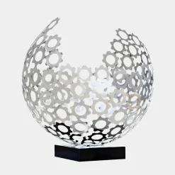 Lunar Sphere 44cm Silver Metal Indoor Sculpture