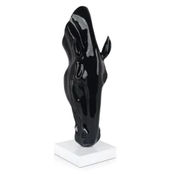 Majestic Horse Head 70cm Black Resin Indoor Sculpture