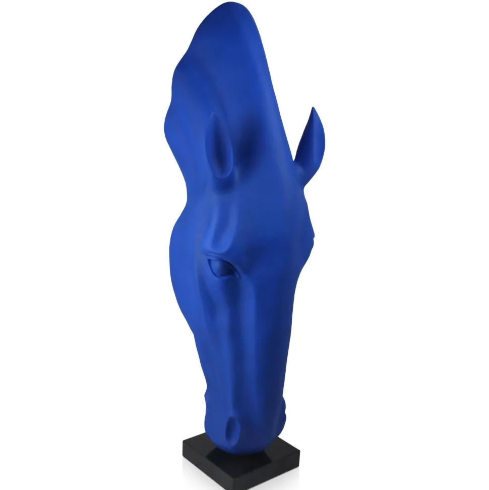 Majestic Horse Head 151cm Blu Blue Resin Sculpture