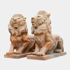 Majestic Lion 100cm Yellow Marble Garden Statue
