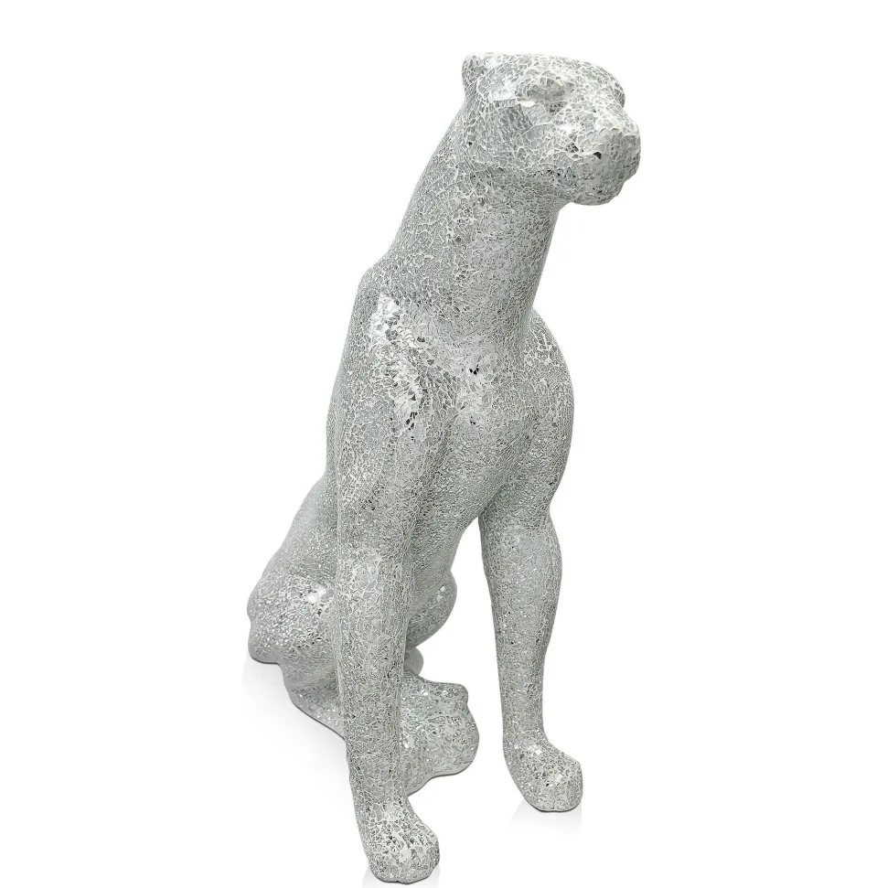 Majestic Panther 80cm Silver Resin Indoor Sculpture