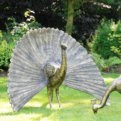 Majestic Peacocks Life-Size Bronze Metal Garden Statues