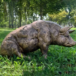 Majestic Pig 36cm Bronze Resin Garden Ornament