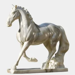 Majestic Stallion 200cm White Marble Garden Statue