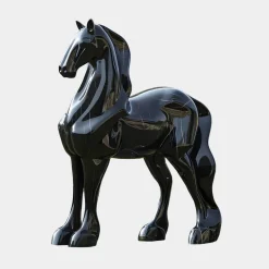 Midnight Stallion 200cm Black Marble Garden Statue