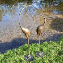 Modern Cranes Bronze Metal Garden Ornaments