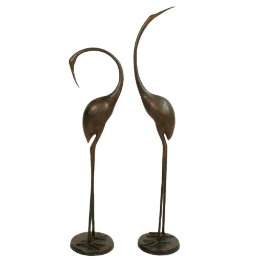 Modern Cranes Bronze Metal Garden Ornaments