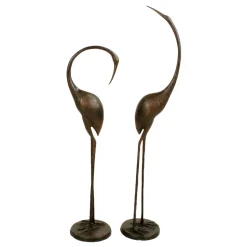 Modern Cranes Bronze Metal Garden Ornaments