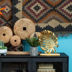 Monsera Leaf 37cm Gold Metal Indoor Sculpture