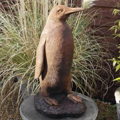 Monty the Penguin Stone Garden Ornament (Rust)