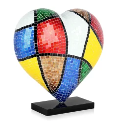 Mosaic Heart v2 46cm Pop Art Resin Indoor Sculpture