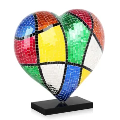 Mosaic Heart v1 46cm Pop Art Resin Indoor Sculpture