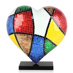 Mosaic Heart v2 46cm Pop Art Resin Indoor Sculpture