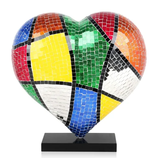 Mosaic Heart v1 46cm Pop Art Resin Indoor Sculpture