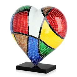 Mosaic Heart v2 46cm Pop Art Resin Indoor Sculpture