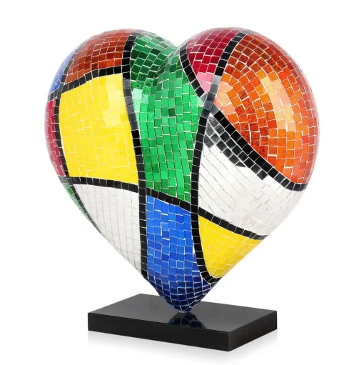 Mosaic Heart v1 46cm Pop Art Resin Indoor Sculpture