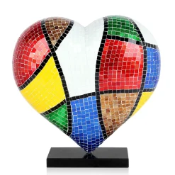 Mosaic Heart v2 46cm Pop Art Resin Indoor Sculpture