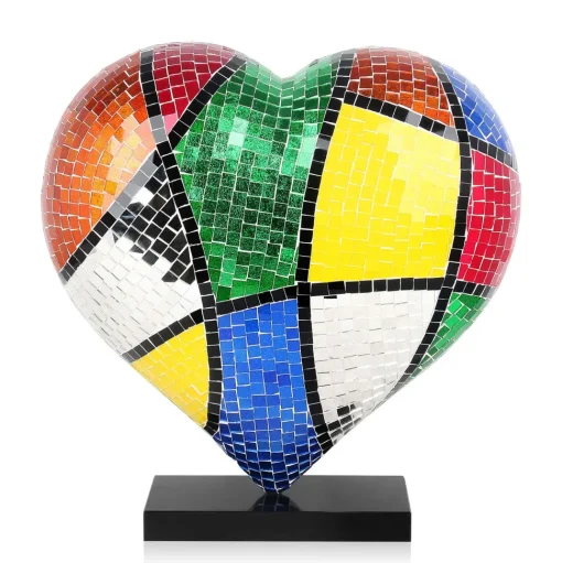 Mosaic Heart v1 46cm Pop Art Resin Indoor Sculpture