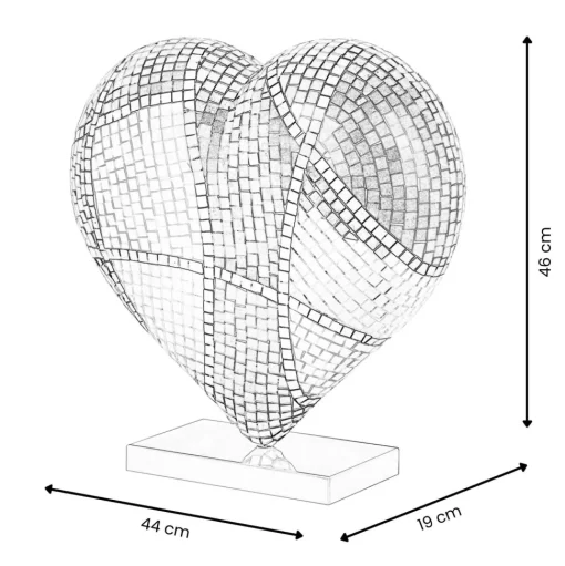 Mosaic Heart v1 46cm Pop Art Resin Indoor Sculpture