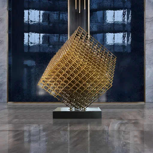 Multiverse 150cm Gold Geometric Metal Garden Sculpture
