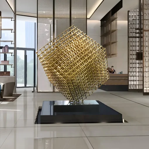 Multiverse 150cm Gold Geometric Metal Garden Sculpture