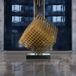 Multiverse 100cm Silver Geometric Metal Garden Sculpture