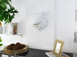 Mystic Tiger 37cm White Resin Wall Sculpture
