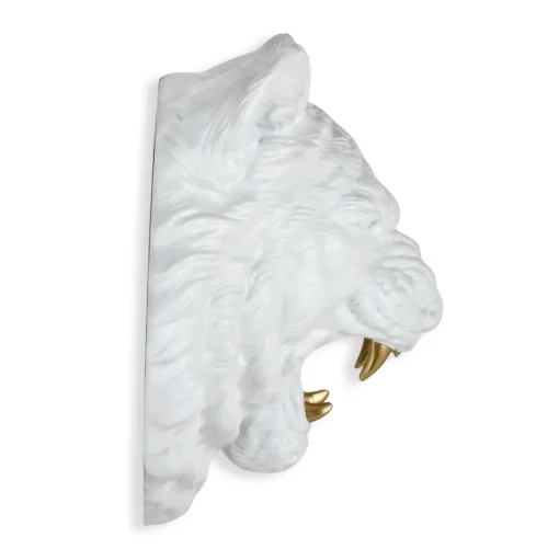 Mystic Tiger 37cm White Resin Wall Sculpture