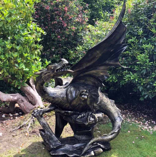 Mystical Dragon 232cm Bronze Metal Garden Statue