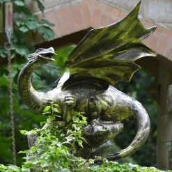 Mystical Dragon 100cm Bronze Metal Garden Statue