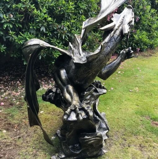 Mystical Dragon 232cm Bronze Metal Garden Statue