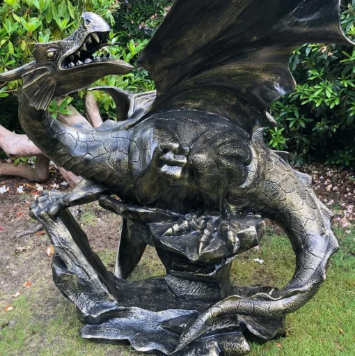Mystical Dragon 232cm Bronze Metal Garden Statue