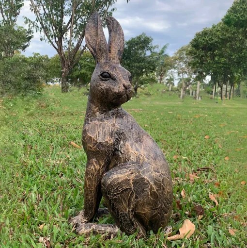 Noble Hare 62cm Bronze Resin Garden Ornament