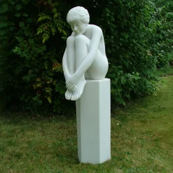 Nude Melina on Column Marble Garden Statue