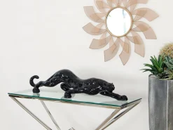 Obsidian Panther 24cm Black Resin Indoor Sculpture