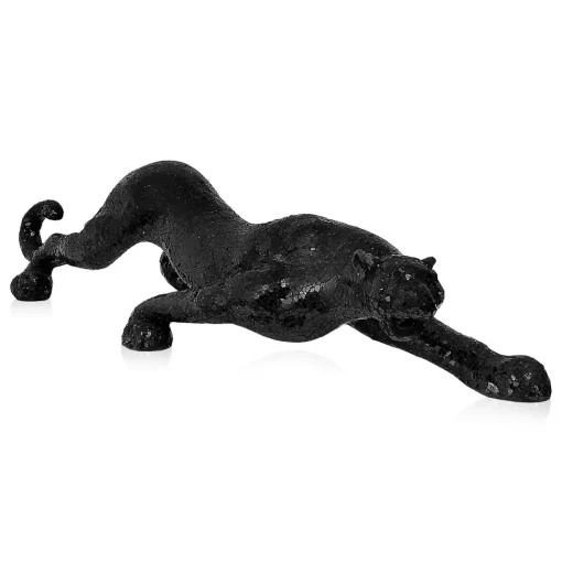 Obsidian Panther 24cm Black Resin Indoor Sculpture