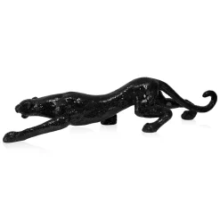 Obsidian Panther 24cm Black Resin Indoor Sculpture