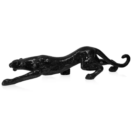 Obsidian Panther 24cm Black Resin Indoor Sculpture