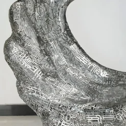 Oceanic Wave 117cm Silver Metal Indoor Sculpture
