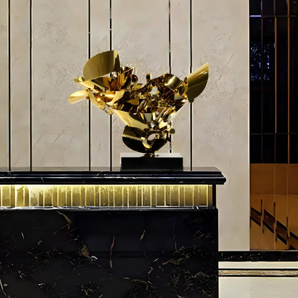 Opal Bloom 53cm Gold Metal Indoor Sculpture