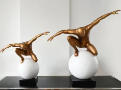 Orbital Balance 65cm Gold Resin Indoor Sculpture