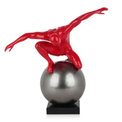 Orbital Balance 47cm Red Resin Indoor Sculpture