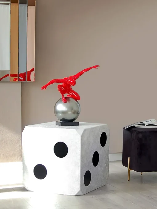 Orbital Balance 47cm Red Resin Indoor Sculpture