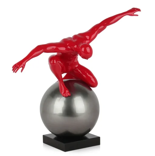 Orbital Balance 47cm Red Resin Indoor Sculpture