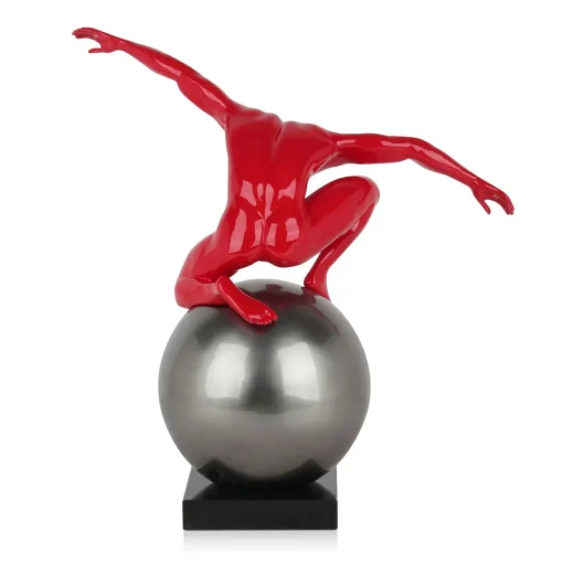 Orbital Balance 47cm Red Resin Indoor Sculpture