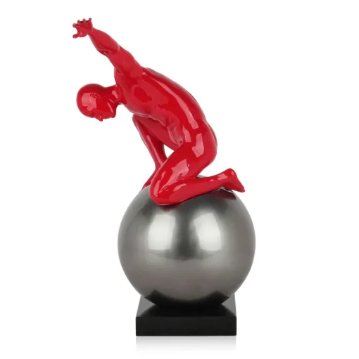 Orbital Balance 47cm Red Resin Indoor Sculpture