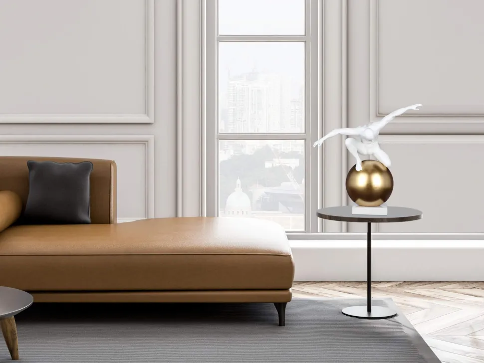 Orbital Balance 47cm White Resin Indoor Sculpture