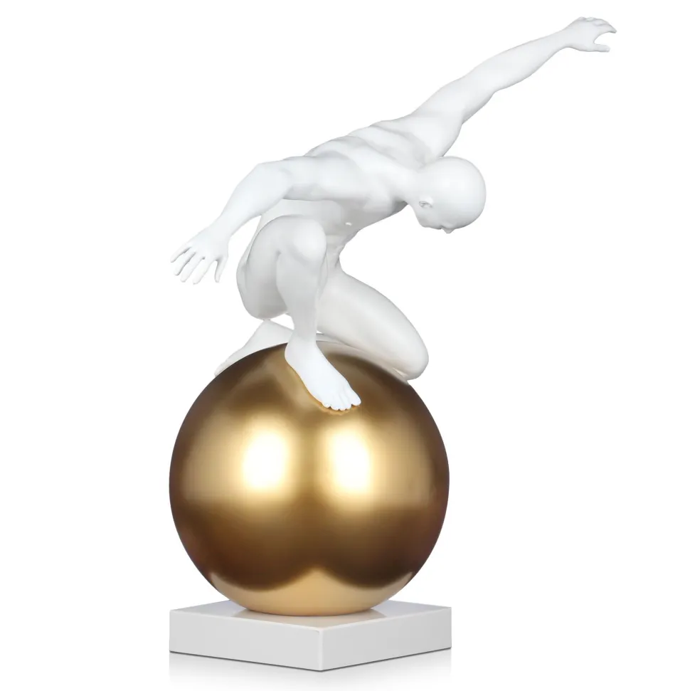 Orbital Balance 65cm White Resin Indoor Sculpture